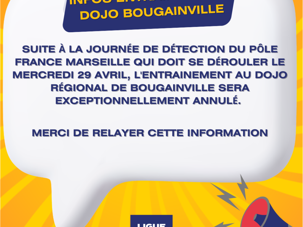 Image de l'actu 'Anulation entrainement Dojo Bougainville'